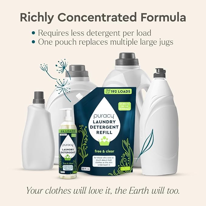 Puracy Laundry Detergent - Enzyme-Powered Liquid Laundry Detergent Concentrate, Natural LaundryDetergent Seen on TikTok, Non-Toxic (Cherry Blossom, 16 fl oz, 64 Loads)