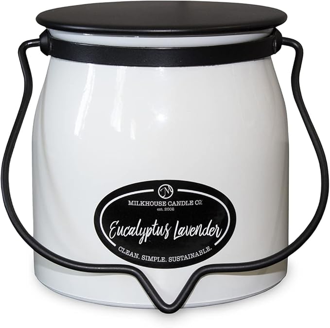 Milkhouse Candle Company - Eucalyptus Lavender - Creamery Collection - 16oz Double Cotton Wick Soy Candles with Beeswax - Long Burn Time, Made in The USA - Non Toxic, Premium Scented Candles