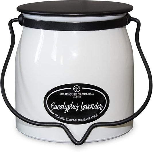 Milkhouse Candle Company - Eucalyptus Lavender - Creamery Collection - 16oz Double Cotton Wick Soy Candles with Beeswax - Long Burn Time, Made in The USA - Non Toxic, Premium Scented Candles
