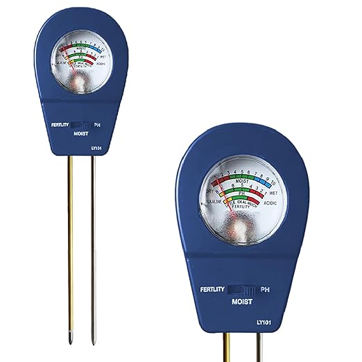 3-in-1 Soil Tester Soil Moisture Meter, pH Tester & Fertility Sensor for Garden Plant Care Sensor for Indoor Outdoor Lawn Farm Use | No Battery Needed | Instant Plug & Read (Blue)
