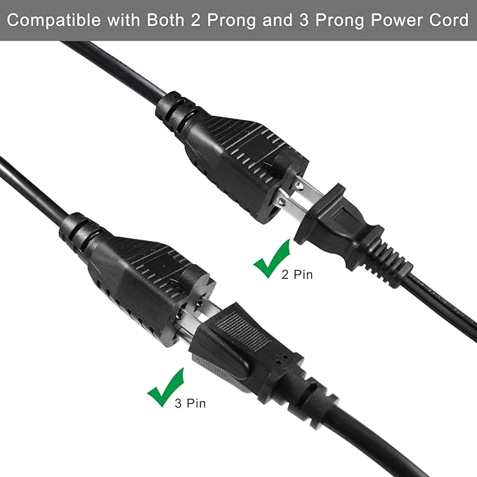 KUNCAN 3-Outlet Splitter Extension Cord - 3 Prong 1 to 3 Way Power Splitter Extension Cable, 1FT 16AWG 13A/1625W, NEMA 5-15P to 3*NEMA 5-15R Y Style Extension Cord (Black 2-Pack)