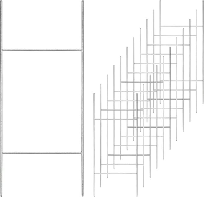 12 Pack Heavy Duty Metal H Frame Wire H Long Stakes, 30'' x 10'' Yard Sign Stake for 4mm Corrugated Signs