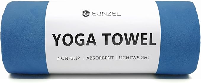 Eunzel Hot Yoga Towel Non Slip Yoga Mat Towel Non-Slip Sweat Absorbent Microfiber Towel for Hot Yoga, Pilates and Workout 72" x 26.5", Navy