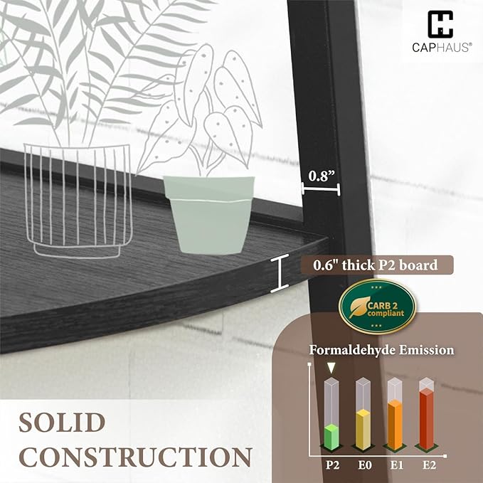 CAPHAUS Tall Corner Shelf Stand, 5-Tier Display Shelves, Ladder Corner Wood Storage Plant Bookshelf with Metal Frame, Versatile Shelving Unit Bookcase for Home Office Space, Black