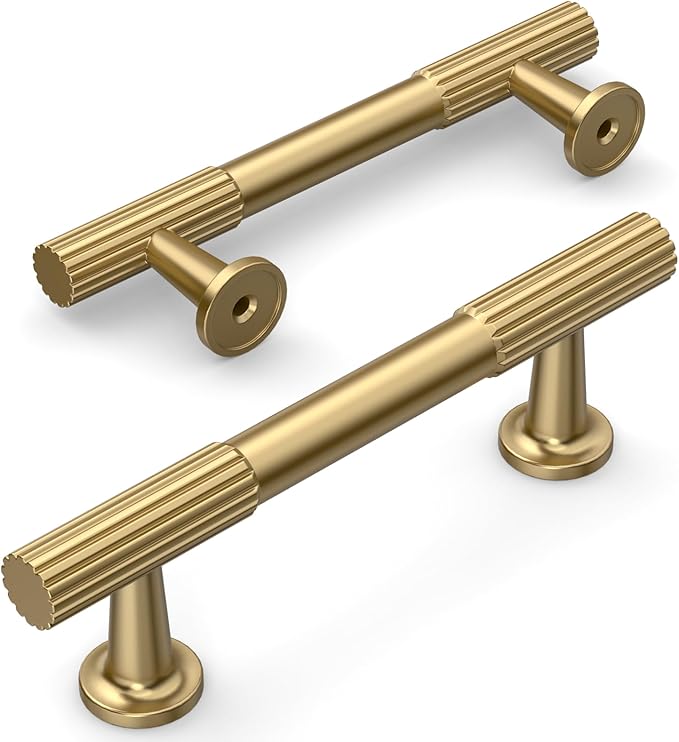 Amerdeco 10 Pack Champagne Bronze Cabinet Pulls 3 Inch(76MM) Hole Centers Kitchen Cabinet Handles Hardware Kitchen Handles for Cabinets Cupboard Handles Drawer Pulls ZH0071