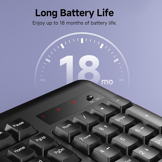 Redragon BK-7367 2.4G Wireless Keyboard, Membrane Computer Keyboard with 10 Individual Multimedia Keys, Spill Resistant Adjustable Kickstand AA Battery