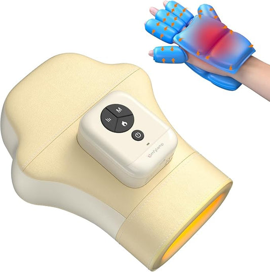 Comfytemp Hand Massager with Heat and Compression, Cordless Fingers, Palm and Wrist Massage Machine for Carpal Tunnel, Arthritis, Circulation and Pain Relief, Birthday Gift for Men Women Seniors