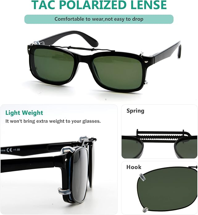 Eyekepper Large Clip On Sunglasses With Spring Draw Bar Polarized