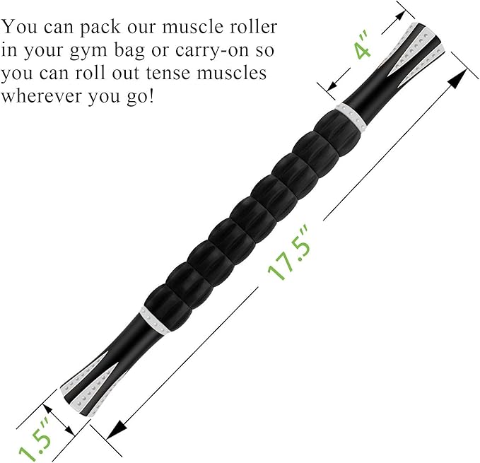 Muscle Roller Massage Roller Stick for Athletes, Help Reducing Muscle Soreness Cramping Tightness Leg Arms Back Calves Muscle Massager（Black White - 18 inch）