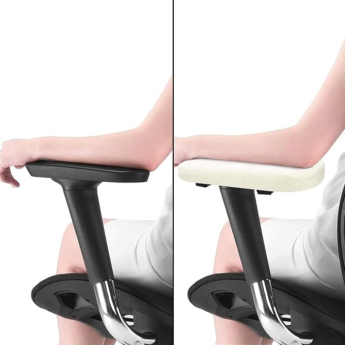 MOSISO Chair Armrest Pads (2 Pack), Memory Foam Home/Office Chair Arm Rest Covers Comfy Computer Gaming Elbow Cushion Removable Washable Elbow Support Forearm Pressure Relief, Beige