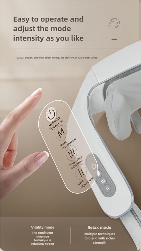 Trapezius Massager for Neck Shoulder & Back Pain Relief - 3D Kneading Heating Pad with 2 Massage Modes, Adjustable Strap for Office/Home Use