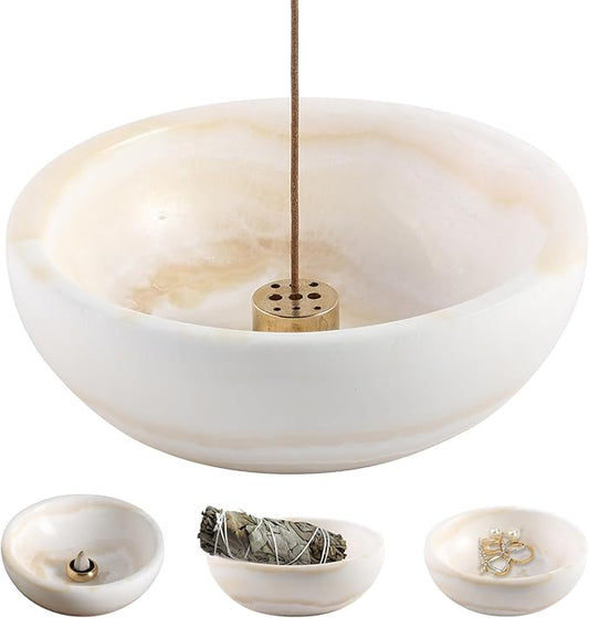 Koville Turkish Natural Marble Incense Holder, Incense Holders for Sticks, Sturdy Incense Burner Ash Catcher, Ideal for Meditation, Relaxing, Easy to Clean