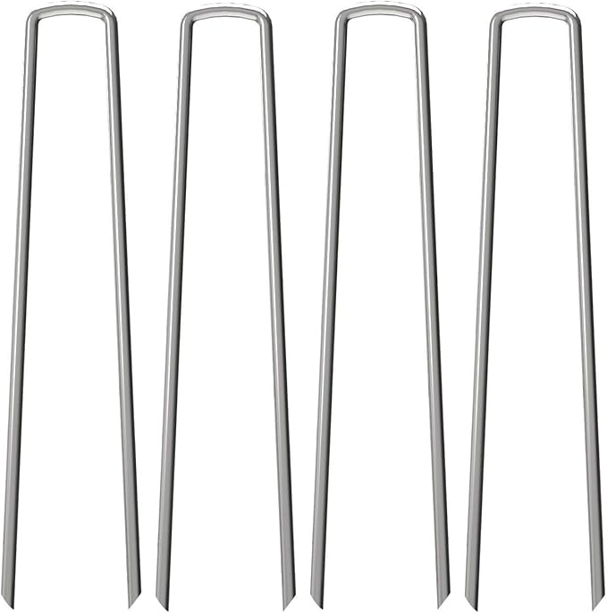 200 Pack 12" Garden Stakes Pins,Heavy Duty Garden Landscape Staples Stakes Pins Galvanized Landscape Fabric Staples Sod Ground Staple for Anchoring Weed Barrier Fabric