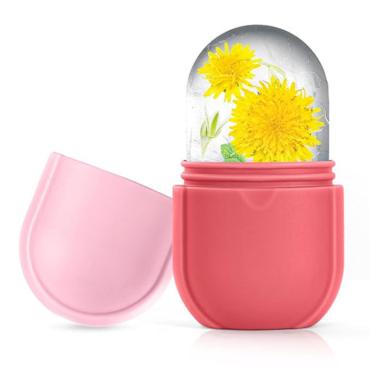 Ice Roller for Face and Eye, Ice Face Roller, Aesthetic Skin Care Tools Gifts for Women Cute Preppy Stuff,Silicone Ice Mold for Beauty(Pink)