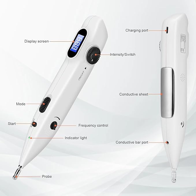 Electronic Acupuncture Pen for Pain Relief and Circulation, Rechargeable Meridian Energy Acupressure Pen Find Acupoints Automatically with 20 Levels Intensity and 3 Modes