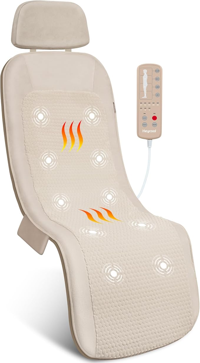 Massage Mat Full Body, Back Massager with Heat and Vibration, Massage Chair Pad, 10 Vibration Motors, 2 Heating Levels, Foldable, Gifts