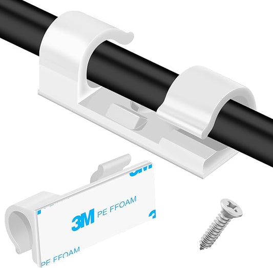 XHF 35pcs Large Self Adhesive Cable Clips White,Wire Clips Cable Management Wire Organizer Cord Holder for Under Desk, Car, Wall, TV PC Ethernet Cable