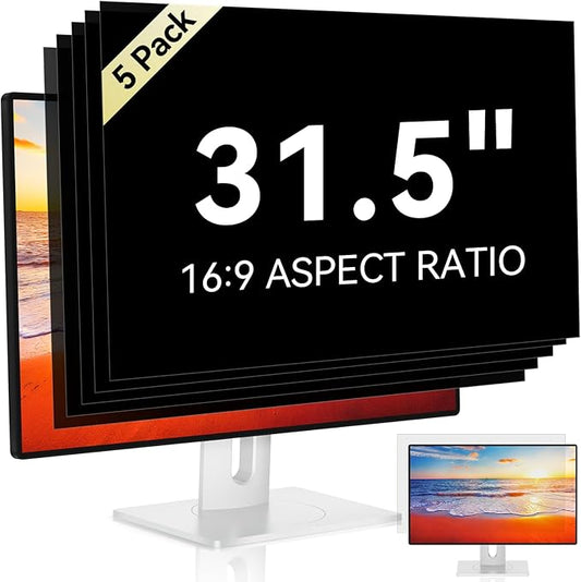 [5-Pack] 31.5 Inch Computer Privacy Screen for 16:9 Widescreen Monitor, Anti Glare Anti-UV Eye Protection Desktop PC LED Monitor Filter, Removable Anti-Scratch Screen Film 31in