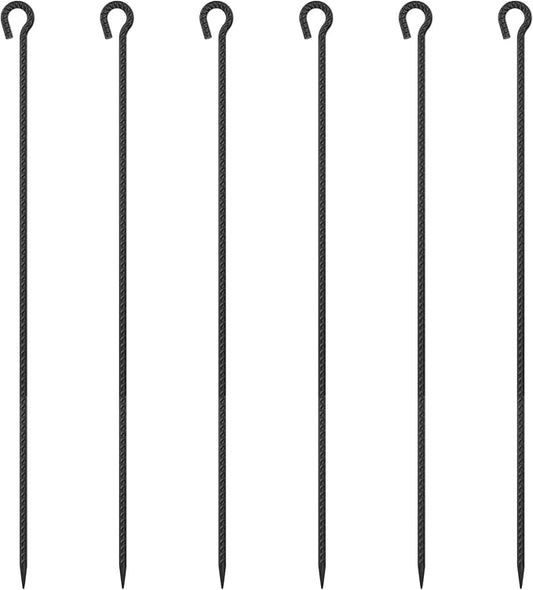 Rebar Stakes 48 Inch 1/2 Inch Diameter Heavy Duty Metal Tree Spikes 6Pcs, Garden Rope Fence Stake for Creating a Rope Border Around Flower Beds, Fence, Trees, Garden Paths, Walkways, Fountains (Black)