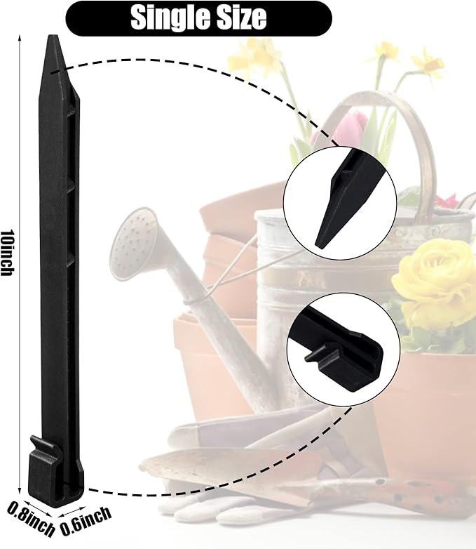 30 PCS Plastic Landscape Stakes, 10Inch Plant Support Lawn Stake Heavy Duty for Landscaping and Garden