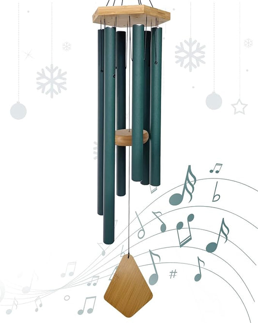 Wind Chimes Outdoor Deep Tone, Wind Chimes for Outside, Memorial Wind Chimes with Hook as Gifts for Mother's Day/Housewarming/Christmas, Patio, Garden, Yard, Home Décor. Green