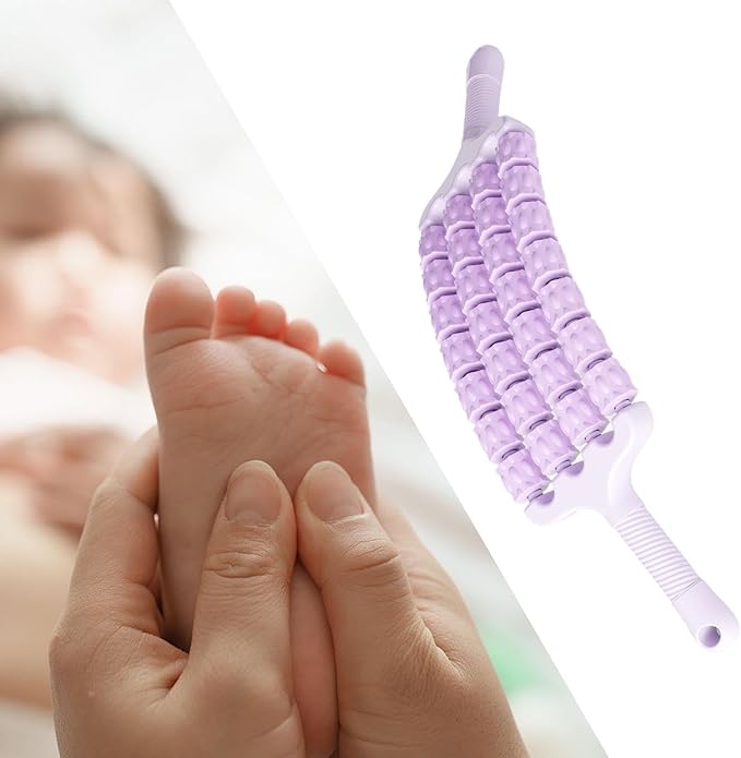 Massage Roller Sticks Handheld Ergonomic Grip Multipurpose Massage Tool Muscle Relaxation for Workout Home Use, Purple