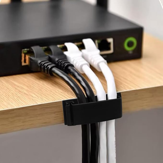 Cable Management Clips, Self Adhesive Cord Organizer Large Wire Clips Cord Holder for Under Desk Nightstand TV PC Ethernet Cables 10 PCS