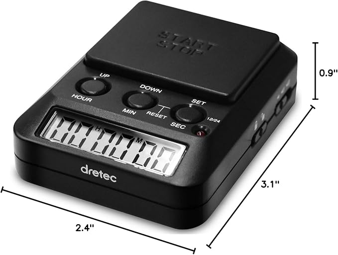 dretec Learning Timer, for Studying, Large Button, Count Function Until The Target Date, Black, Officially Tested in Japan(1 Starter AAA Battery Included)