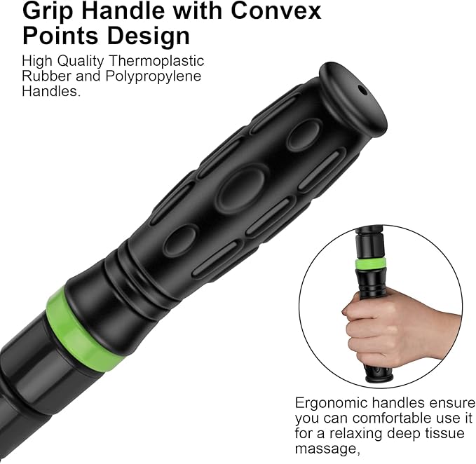 iGreely Premium Muscle Roller The Ultimate Massage Roller Stick 17 Inches Recommended by Physical Therapists Promotes Recovery Fast Relief for Cramps Soreness Tight Muscles Black