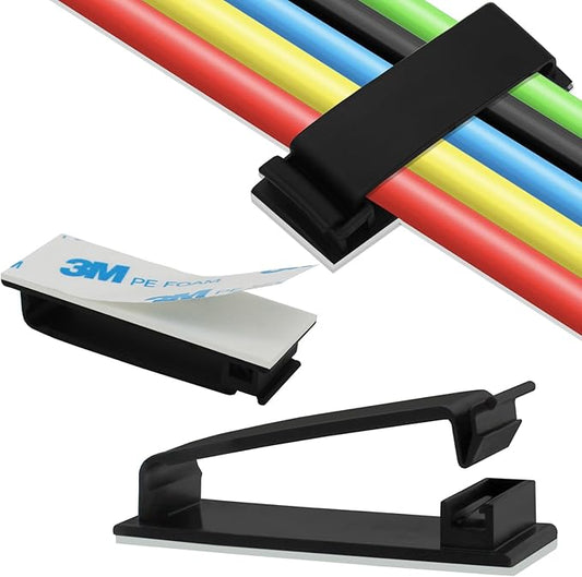 Cable Management Clips, Self Adhesive Cord Organizer Large Wire Clips Cord Holder for Under Desk Nightstand TV PC Ethernet Cables 10 PCS