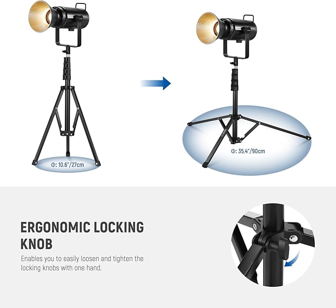 NEEWER 71" Portable Metal Camera Tripod Stand, Reverse Folding Light Tripod with LED Light Ring, Reflector, Flip Locks for Live Streaming, Vlog, Video Recording, ST180R