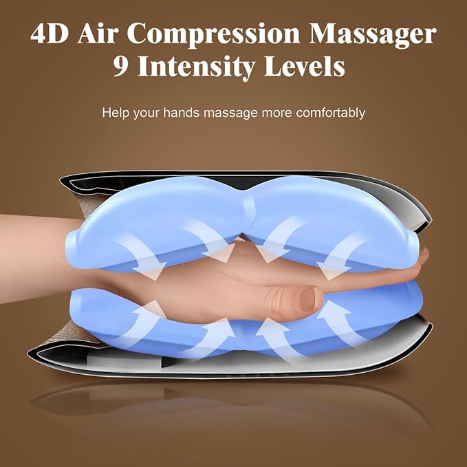 Hand Massager, 9 Modes 9 Intensities Hand Massage, Cordless Hand Massager for Arthritis and Carpal Tunnel, Gift for Men Women Parents Relaxation at Office,White