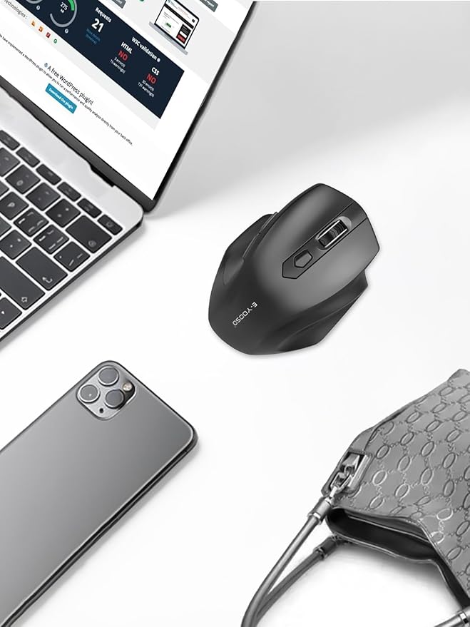 E-YOOSO Wireless Mouse for Laptop, 2.4GHz Computer Mouse 5 Adjustable DPI Office Cordless Mice with USBA Receiver, 6 Buttons, 4000 DPI, Medium to Large Sized Hands Compatible with PC, Laptop, Desktop