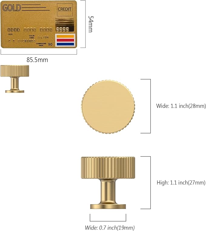 Amerdeco 10 Pack Champagne Bronze Cabinet Knobs Single Hole Cabinet Pulls 1 Inch Drawer Knobs and Pulls for Bathroom Cabinets ZH0071