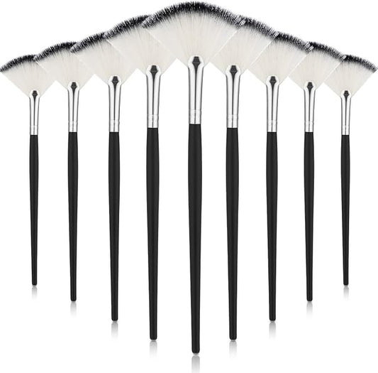 9 Pieces Facial Fan Mask Brushes, Soft Facial Applicator Brushes Tools for Peel Glycolic Makeup for Mud Cream(Black and Silver)