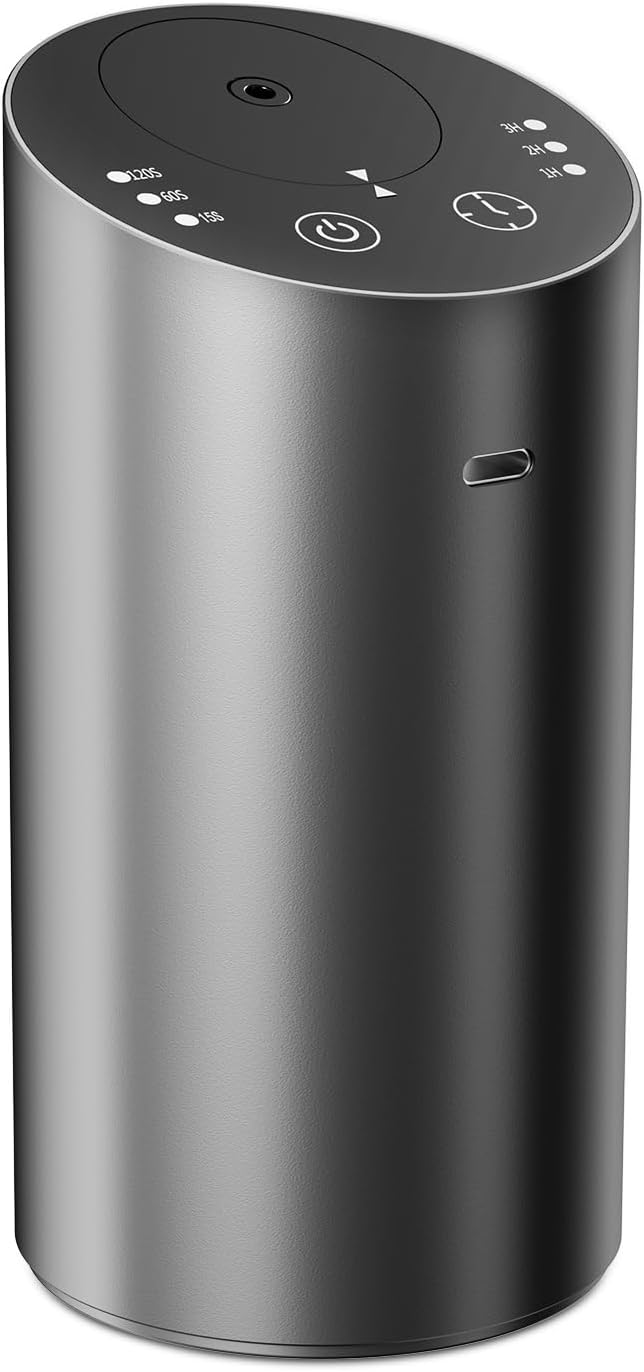 Waterless Car Diffuser, Waterless Diffusers for Essential Oils with Timer & No Leakage Tech, Super Quiet Cordless Aromatherapy Essential Oil Diffuser Battery Operated for Car, Room