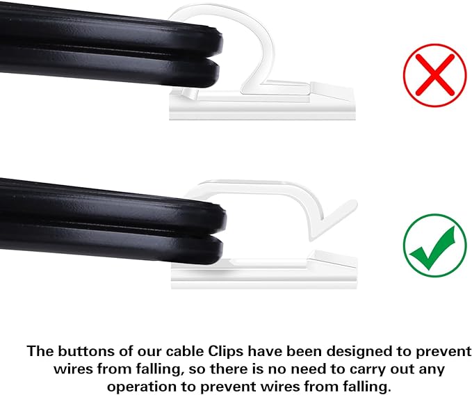 60 PCS XHF 3/4” Adhesive Cable Wire Clips Clear, Cable Staples Outdoor Cable Management Wire Organizer Cord Holder for Under Desk, Car, Wall, TV PC Ethernet Cable WCL7-clear-60p