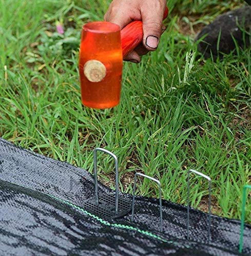 Finderomend 200 Pack Landscape Staples and 200 Pack Gaskets, 11 Gauge 6in Galvanized Steel Garden Staples with Black Pad for Landscape Fabric Supplies for Weed Barrier Fabric