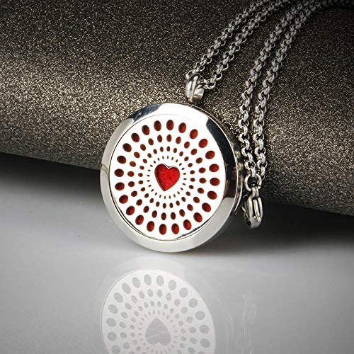 Aromatherapy Essential Oil Diffuser Necklace Stainless Steel lnspirational Locket Pendant（Heart）