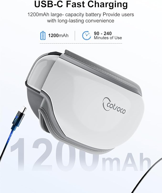 cotsoco Eye Massager with Heat, Birthday Gifts for Women, Heated Eye Mask with Bluetooth Music, Relax & Reduce Strain Dark Circles and Improve Sleep, Gift for Mom Dad Women Men