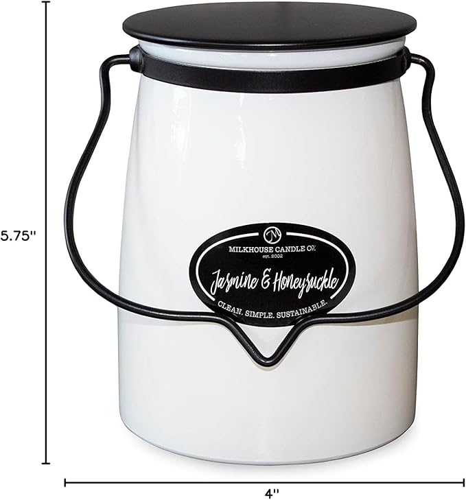 Milkhouse Candle Company - Jasmine & Honeysuckle - Creamery Collection - 22oz Single Cotton Wick Soy Candles with Beeswax - Long Burn Time, Made in The USA - Non Toxic, Premium Scented Candles