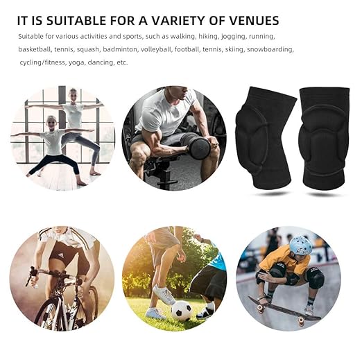 1Pair Knee Pads, Knee Protectors Protective, Thick Sponge Collision Avoidance Knee Sleeve for Adult Youth Women Men (Black, One Size)