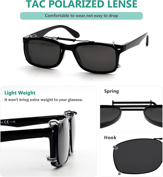 Eyekepper Large Clip On Sunglasses With Spring Draw Bar Polarized