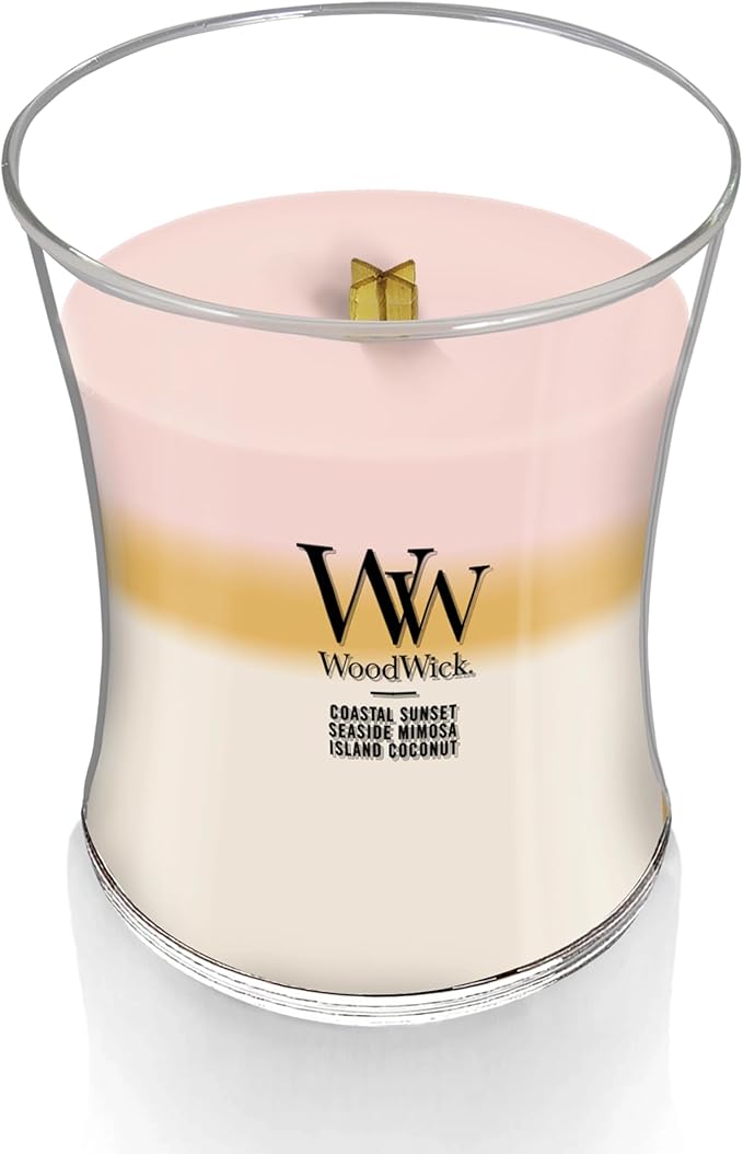 WoodWick Medium Hourglass Candle Island Getaway - Premium Soy Blend Wax Pluswick Innovation Wood Wick Made in USA