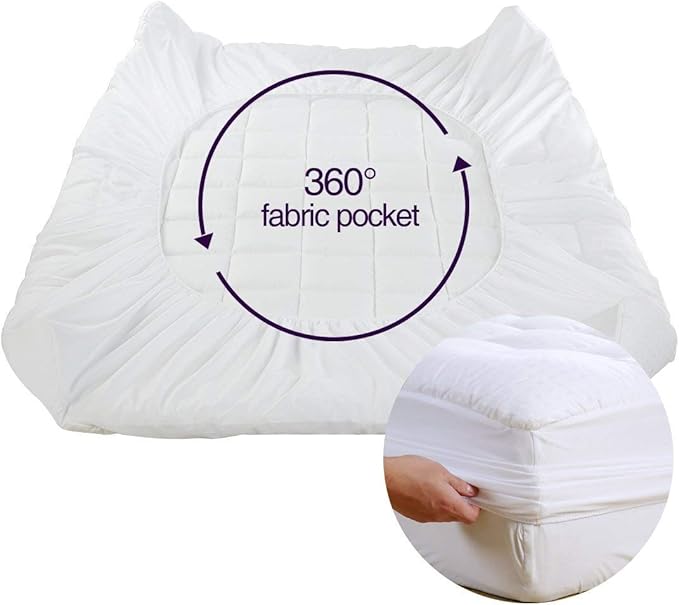 EASELAND RV Short Queen Mattress Pad Pillow Top Quilted Fitted Cooling Mattress Protector Cover Topper Cotton 8-21" Deep Pocket (60x75 Inches, White)