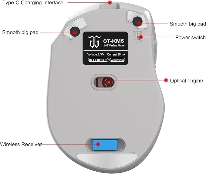 Snpurdiri 2.4G Wireless Gaming Keyboard and Mouse Combo, Include Mini 60% Mechanical Feel RGB Backlit Keyboard, Ergonomic Vertical Feel Small Wireless Mouse(White and Grey)