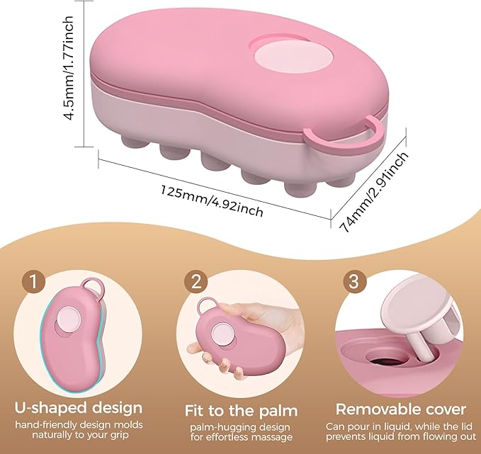 Ice Compress Scalp Massager Hair Growth Massage Comb - Upgraded Raised Dot Ice Tray Design for Tension Headache Relief and Scalp Care (Pink)