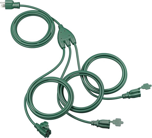 DEWENWILS Outdoor Extension Cord Multiple Outlets 45ft, Evenly Spaced 3 Outlets Plugs with Safety Cover, 16/3 SJTW Weatherproof Wire for Outdoor Lights and Holiday Decorations