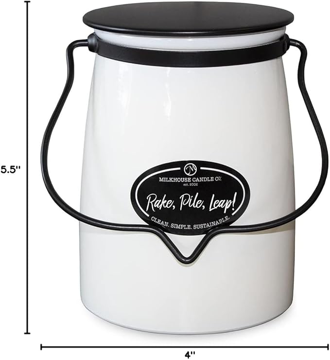 Milkhouse Candle Company - Rake, Pile, Leap! - Creamery Collection - 22oz Single Cotton Wick Soy Candles with Beeswax - Long Burn Time, Made in The USA - Non Toxic, Premium Scented Candles