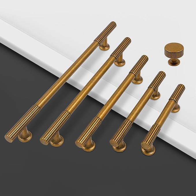 Amerdeco 10 Pack Antique Brass Cabinet Pulls 3.75 Inch(96MM) Hole Centers Kitchen Cabinet Handles Hardware Kitchen Handles for Cabinets Cupboard Handles Drawer Pulls ZH0071